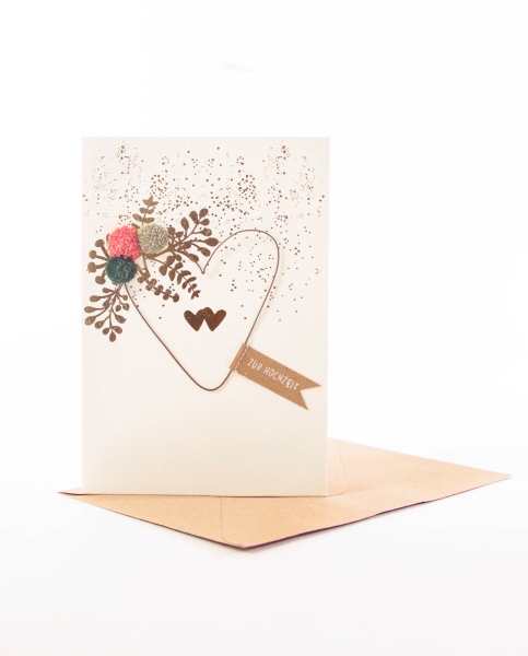 Pompomkarte. Hochzeit