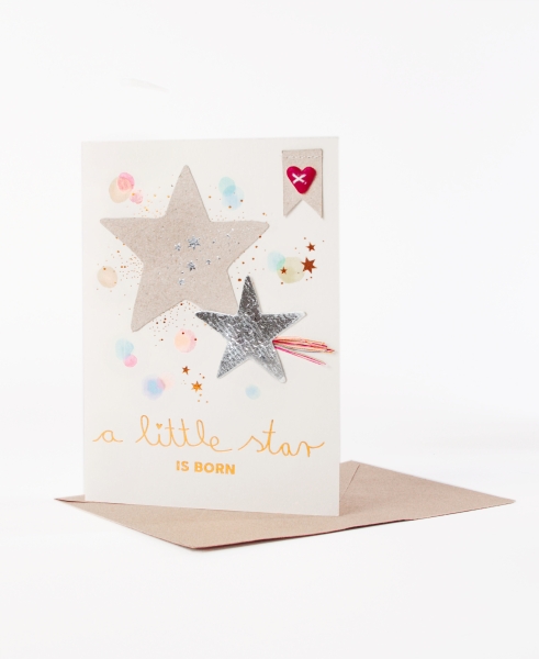 Small miracle card. Stars. a little star is born. by good old friends