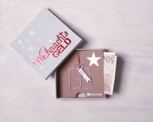 Geldgeschenkboxen. Weihnachtsgeld