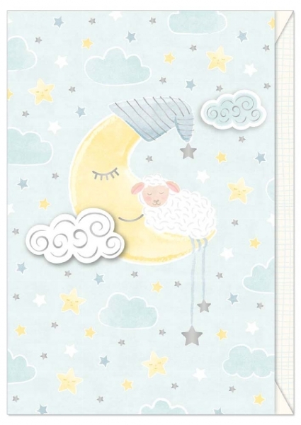 Card "3D Moon with Sheep Blue"