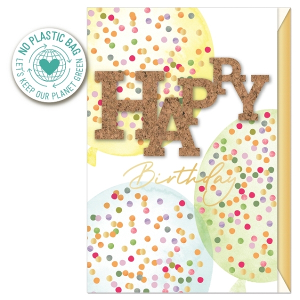 Card Birthday "Balloon" Cork