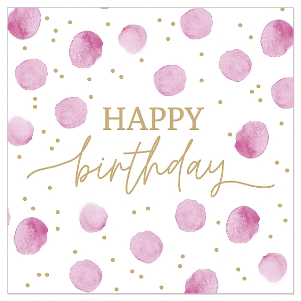 Napkins "Happy Birthday" dots pink