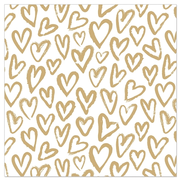 Napkins white with golden hearts