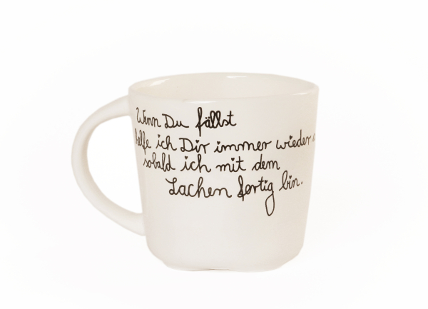 Porzellantasse mit Spruch & Herzboden – Edle Tasse für die Schwester