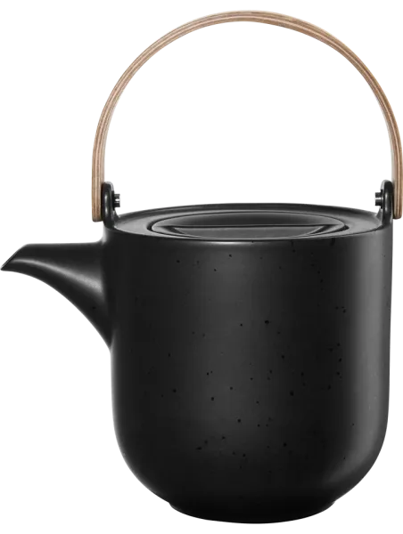 ASA Selection Teapot with Wooden Handle Kuro – Purist Design in Matte Black (1.5 l)