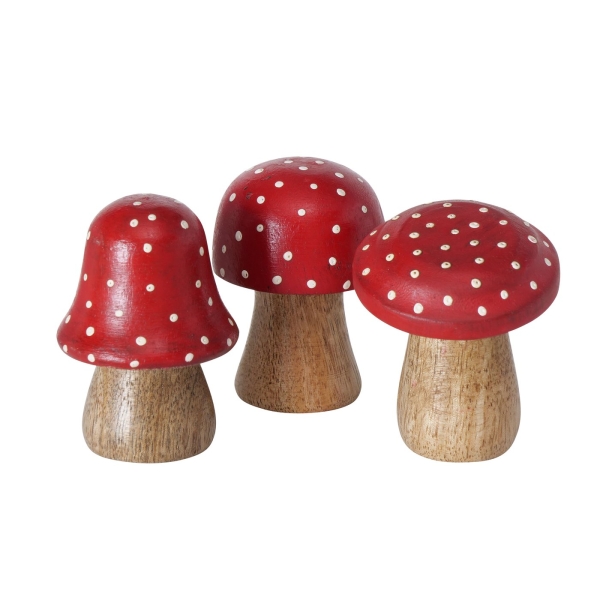 Dekoaufsteller Pilz Pitu, Mangoholz, Dekoration, Herbstdekoration, Pilzfigur, Tischdekoration