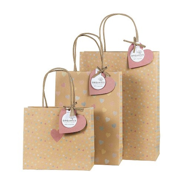 Gift Bags "Hearts Kraft Paper"