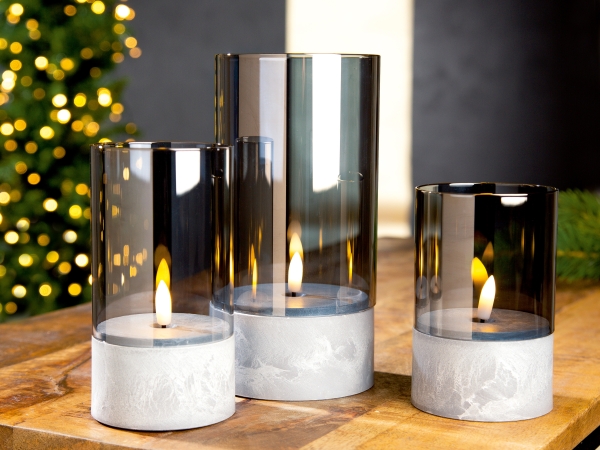Glass lantern LED grey