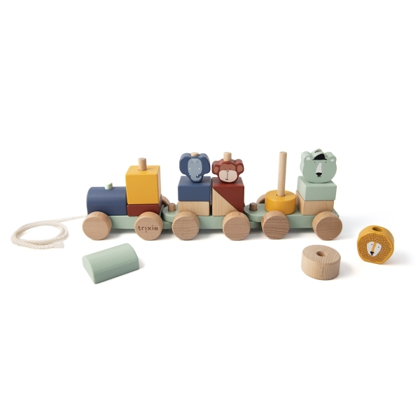 Wooden train with animals