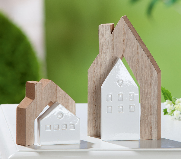 Modern Decorative House Stand – Stylish Mix of Wood & Resin (Available in 2 Sizes)