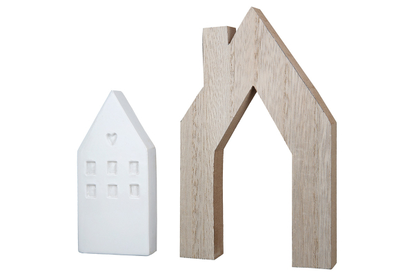 Modern Decorative House Stand – Stylish Mix of Wood & Resin (Available in 2 Sizes)
