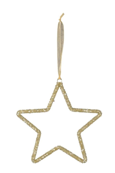 Glitzerstern Deko-Hänger Champagner – Eleganter Metall-Stern