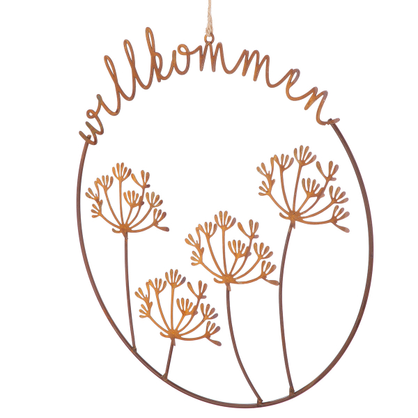 Metallkranz „Willkommen“ in Rostoptik