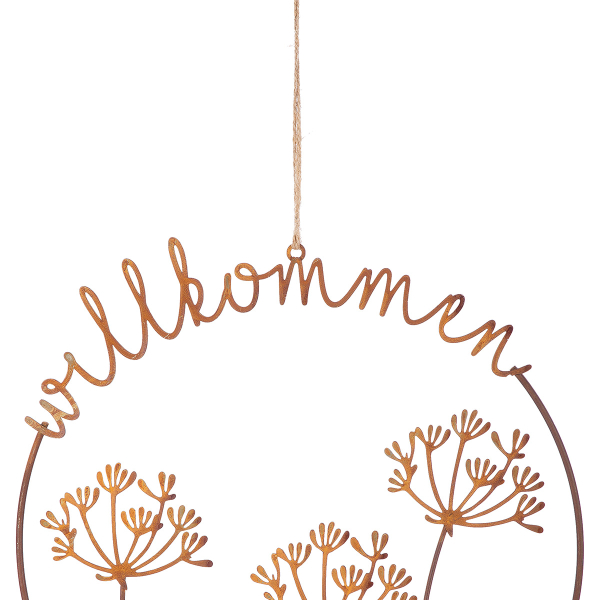 Metallkranz „Willkommen“ in Rostoptik