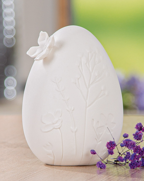 Porzellan-Ei „Flora“ – Elegante Osterdekoration in Weiß