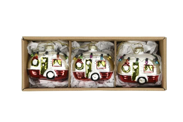 Christbaumanhänger Wohnwagen aus Glas (ca. 8 cm) – Deko Wohnmobil