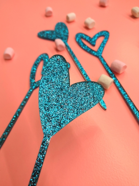 Cake Topper Set Heart - Turquoise