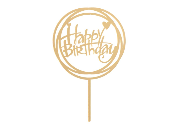 Cake Topper "Happy Birthday" gold
