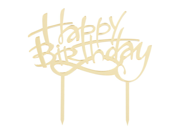 Cake Topper "Happy Birthday" gold