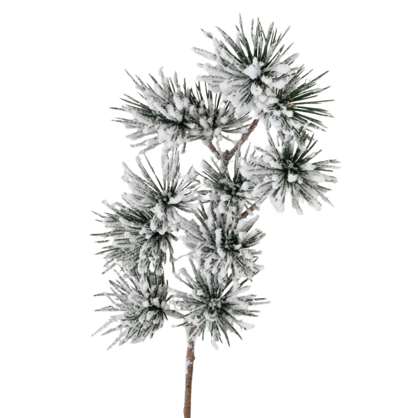 Beschneiter Kiefernzweig 48 cm – Kunstzweig mit Schnee-Effekt