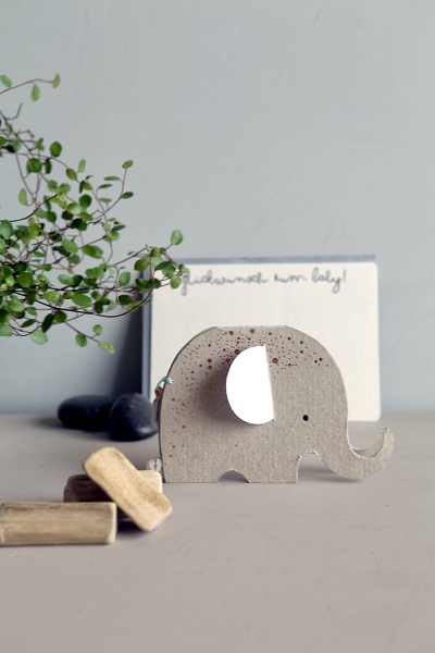 Karte Geburt "Elefant" blau