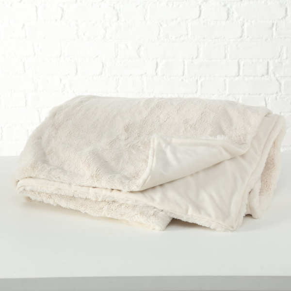 Boltze Decke „Storan“ 200x150 cm – Flauschige Kuscheldecke in Cremeweiß