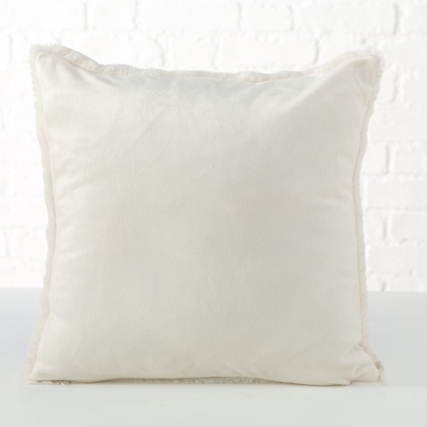 Boltze Kissen „Storan“ 45x45 cm – Flauschiges Dekokissen in Cremeweiß