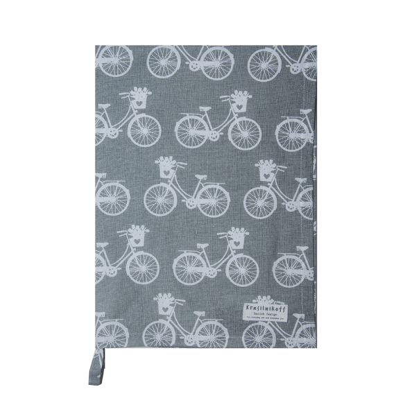 "Bikes Grey" Tea Towel – Cotton Kitchen Towel with Bicycle Motif 50x70 cm