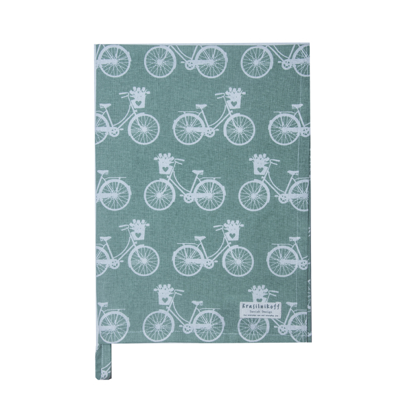"Bikes Green" Tea Towel – Cotton Kitchen Towel with Bicycle Motif in Sage Green 50x70 cm