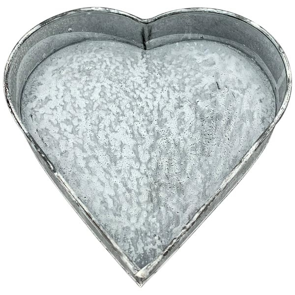 Junker Heart Tray – Rustic Zinc-Style Metal Planter in Heart Shape, Available in S, M & L