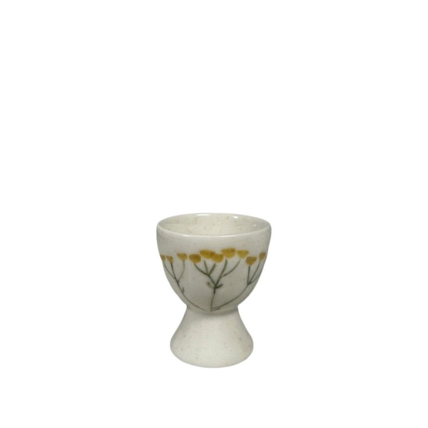 Miljögården Egg Cup Happy – Rustic Ceramic Egg Cup in Country Style