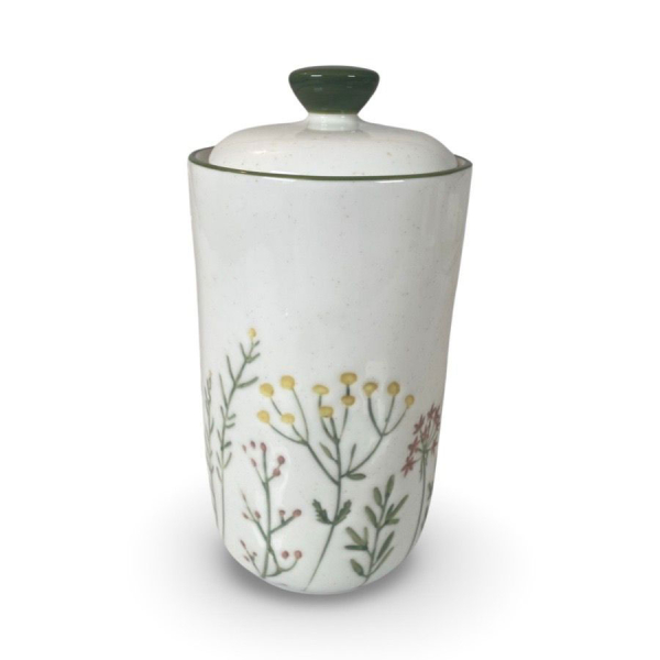 Miljögården Jar Happy Large – Large Rustic Ceramic Storage Jar with Lid and Beaded Rim