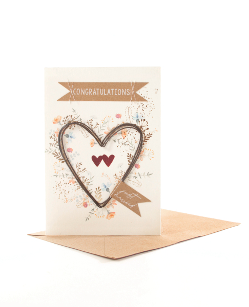 Hochzeitsblumenkarte Herz "Just Married"