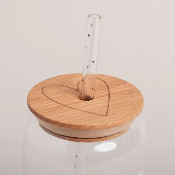 Deckel Herz für hohes Trinkglas von Eulenschnitt