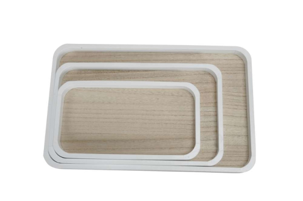 Holztablett mit weißem Rand in 3 Größen