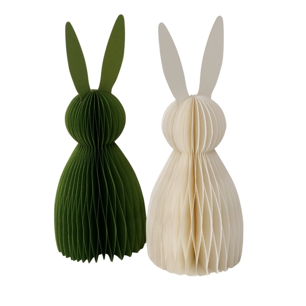 Honeycomb bunny dark green or white to stand up 30cm high