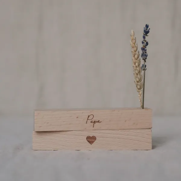 Karten- und Trockenblumenständer Papa – Eichenholz (2er Set)