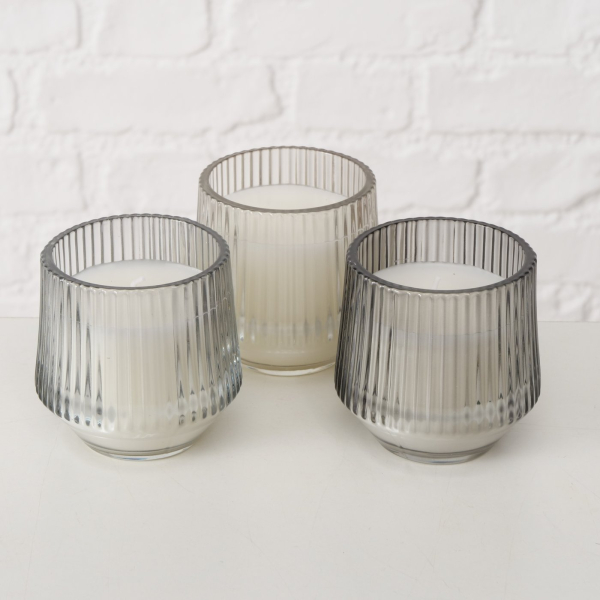 Candle in glass jar in shades of gray