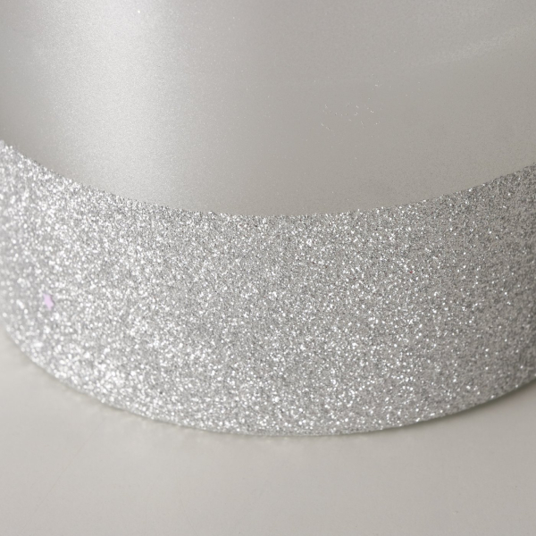 Kerzentopf "Inaya" weiß, Silber mit Glitzer