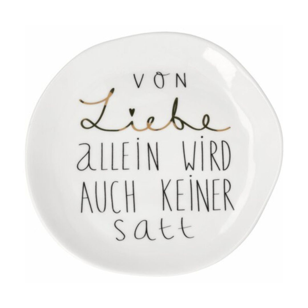 räder Small Plate "Von Liebe" – Fine Porcelain Plate with Heart Relief and Gold Accent