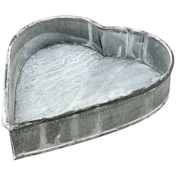 Junker Heart Tray – Rustic Zinc-Style Metal Planter in Heart Shape, Available in S, M & L