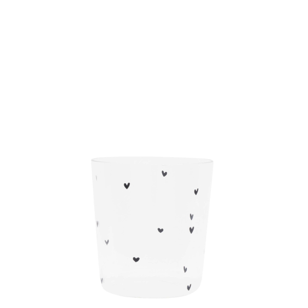 Large drinking glass, tumbler hearts allover by Bastion Collections