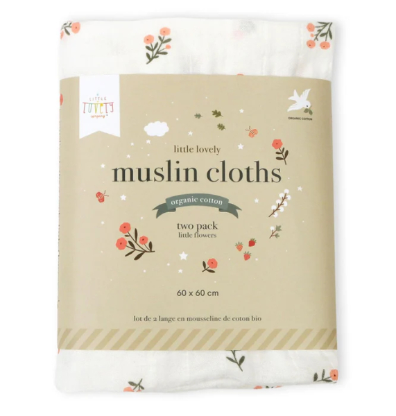 Muslin cloths in a set of 2 flowers