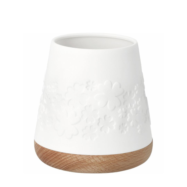 räder Poesiewindlicht „Kleeblätter“ – Filigranes Porzellan-Windlicht mit Glücksbringer-Relief