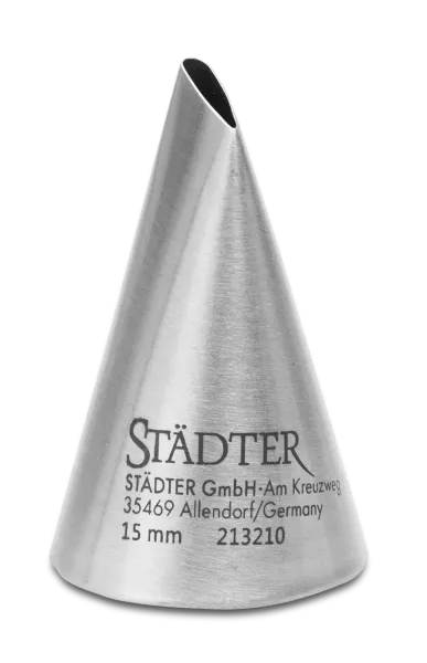 Städter Rosentülle gerade groß (15 mm) Fine Line – Professionelle Spritztülle aus satiniertem Edelstahl