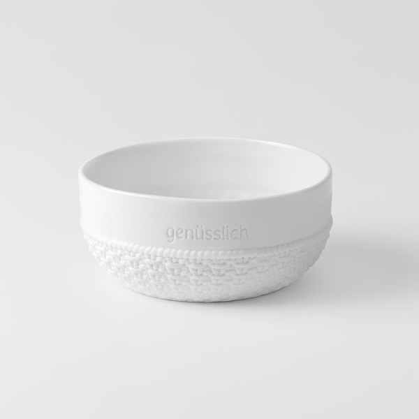 Bowl, bowl "pleasurable" with knitting pattern of wheels