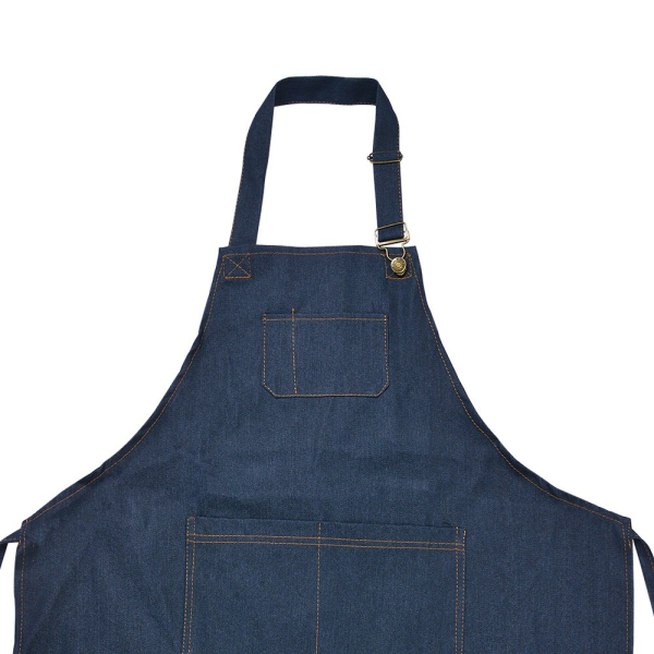 Küchenschürze im Jeanslook 77x68 cm – Robuste Grillschürze im Latzhosen-Style mit Taschen