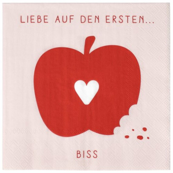 räder Lunchservietten „Liebe auf den ersten Biss“ – Romantische Papierservietten (20 Stück)