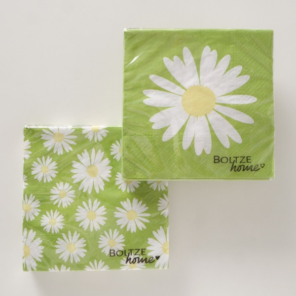 Napkins "Daisie" green with daisies