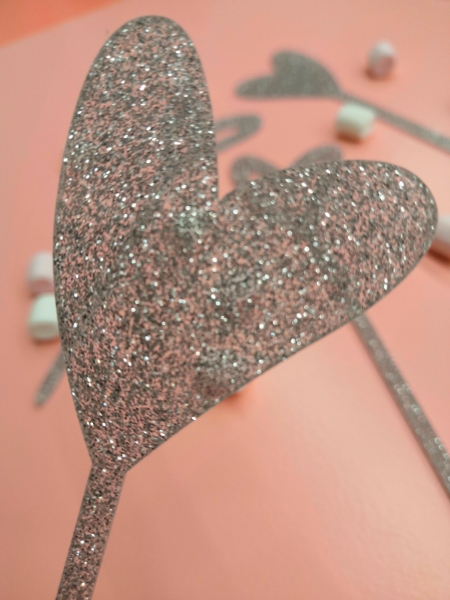 Cake Topper Set Heart - Silber
